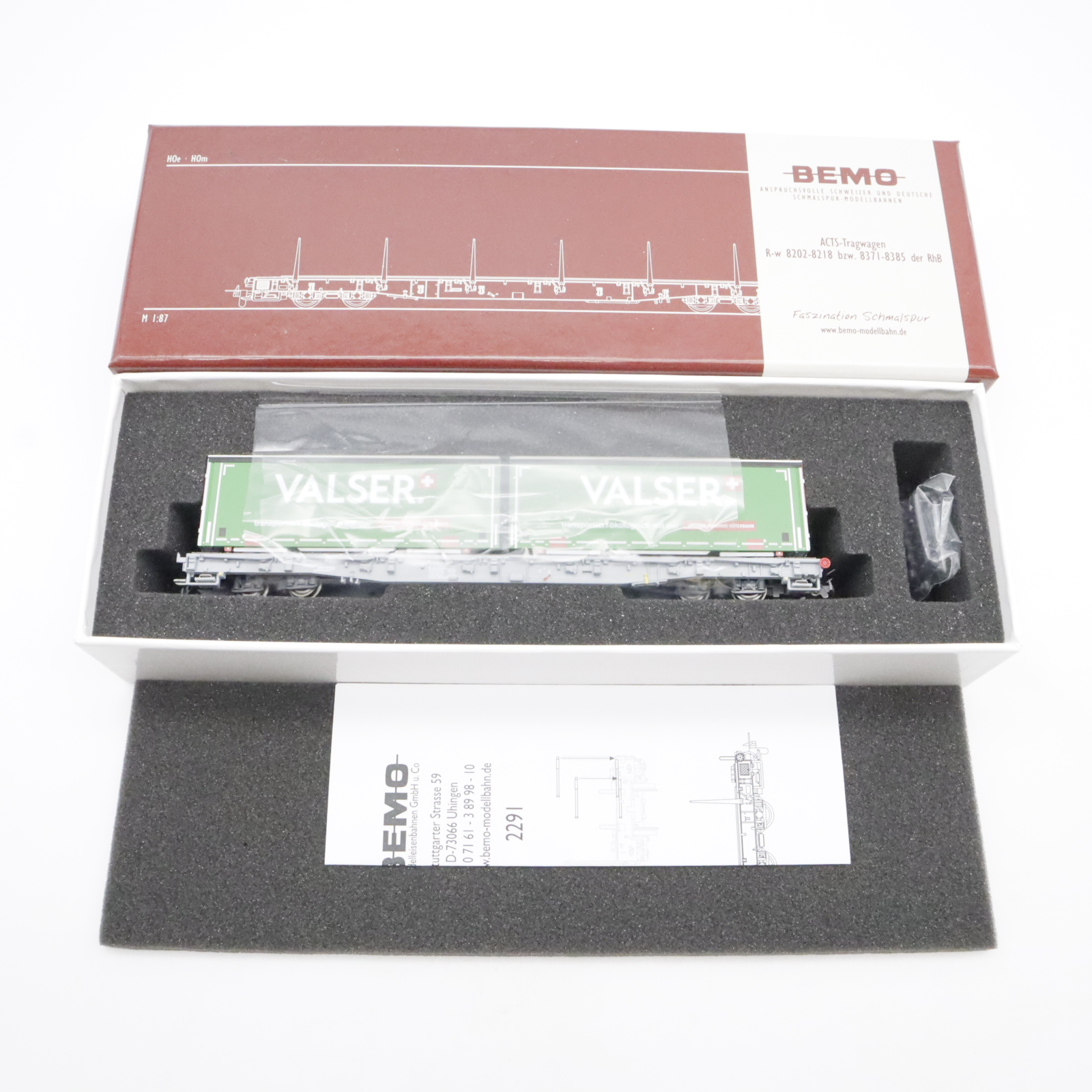 Bemo 2291 175 (7) Bemo 2291 175 RhB Tragwagen mit Container "Valser" – Bild 7